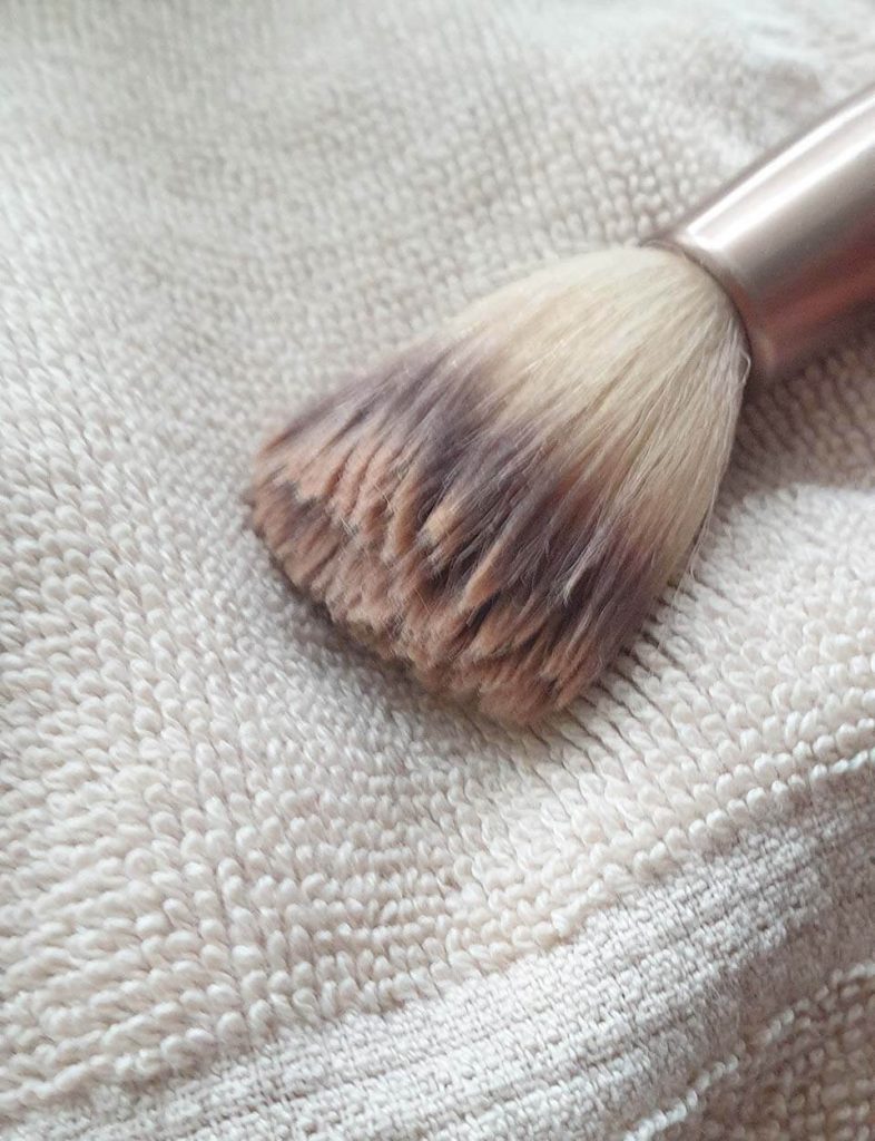 ISOCLEAN Makeup Brush Cleaner - a soaked brush ready for cleaning