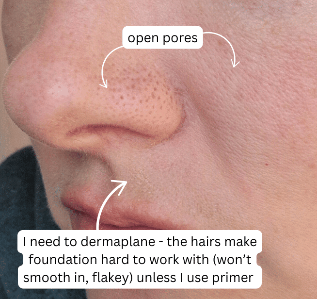 Il Makiage primer review - this is what nose holes look like when I haven't used primer