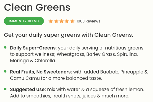 Rheal supergreens Clean Greens benefits